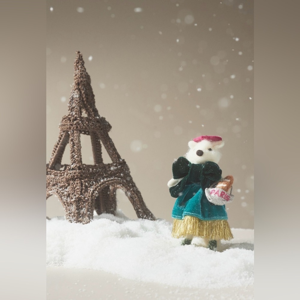Anthropologie Handmade Felt Travel Fox Ornaments, Paris, NWT